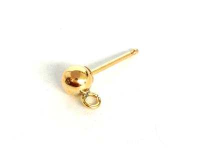Yellow Gold Filled Ballstud 4.00mm With Ring