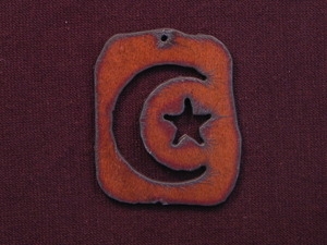 Rusted Iron Retro Tag With Moon And Stars Pendant