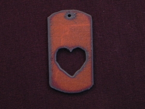 Rusted Iron Dog Tag With Heart Cut Out Pendant