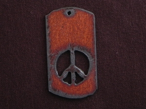 Rusted Iron Dog Tag With Peace Cut Out Pendant