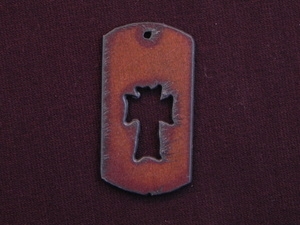 Rusted Iron Dog Tag With Cross Cut Out Pendant