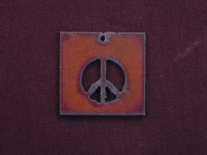 Rusted Iron Square With Peace Cut Out Pendant