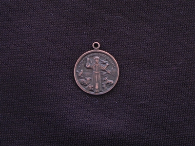 Vintage St Francis Medallion Replica (The Patron Saint Of Animals) Antique Copper Colored
