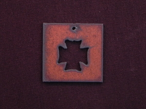 Rusted Iron Square With Chopper Cut Out Pendant