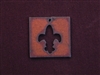 Rusted Iron Square With Fleur De Lis Cut Out Pendant