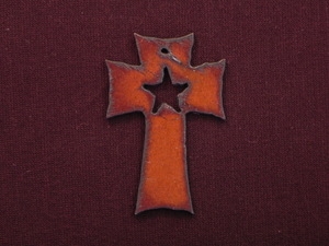 Rusted Iron Cross With Star Cut Out Pendant