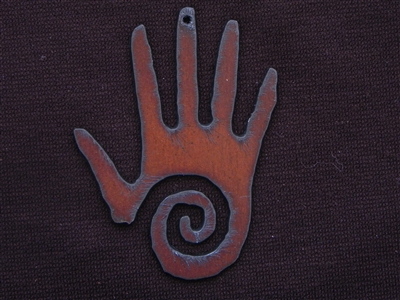 Rusted Iron Hand With Swirl Pendant