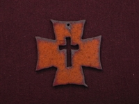 Rusted Iron Chopper Cross With Cross Cut Out Pendant