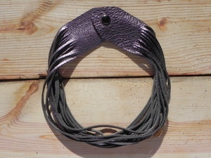 Leather Shredded Necklace Antique Silver