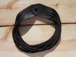 Leather Shredded Necklace Dark Chocolate Brown