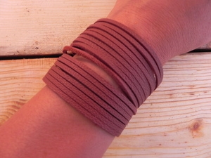 Leather Shredded Cuff Bracelet Deep Rust
