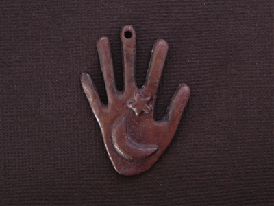 Hand With Moon & Star Antique Copper Colored Fresh Lipstick Pendant
