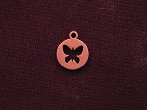 Charm Antique Copper Colored Butterfly Cut Out Round Tag