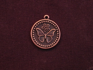 Charm Antique Copper Colored Butterfly Medallion