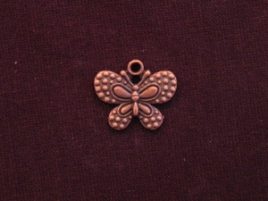 Charm Antique Copper Colored Dotted Butterfly