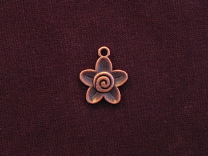 Charm Antique Copper Colored Flower With Swirl Center
