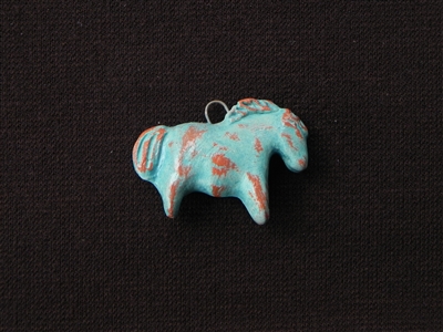 Clay Horse Bead (Distressed Turquoise Finish)