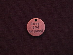 Charm Antique Copper Colored Love And Beloved Tag