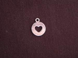 Charm Silver Colored Round Tag With Heart Cut Out