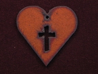 Rusted Iron Heart With Cross Cut Out Pendant