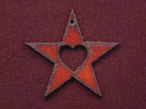 Rusted Iron Star With Heart Cut Out Pendant