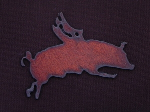 Rusted Iron Flying Pig Pendant