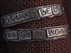 American Pewter Double Leather Cuff Plates DETERMINE TO LIVE LIFE WITH FLAIR AND LAUGHTER
