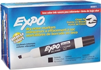 Expo dry erase low odor chisel Pens 12pk Black