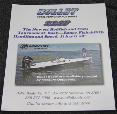 Bullet Brochure 22SF- Flats and Redfish tournament boat-FREE!