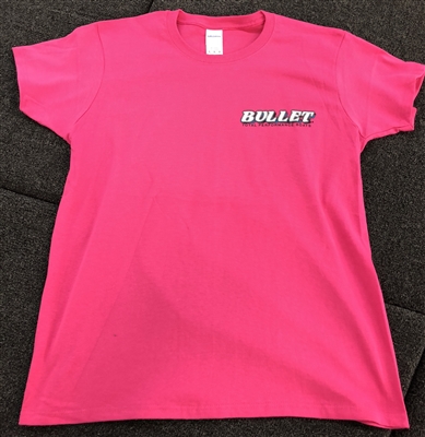 Ladies T-shirt Bullet Logo Sunset Ride Graphic on Back