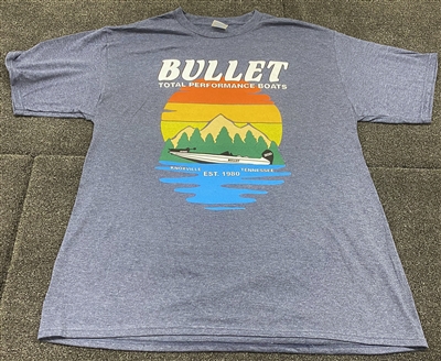 Bullet Boats Mountain Scene Logo T-Shirt