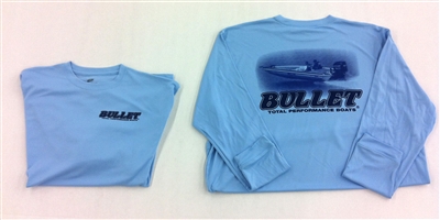 BULLET LONG SLEEVE PERFORMANCE JERSEY BLUE WITH BOAT GRAPHICS