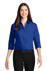 Port Authority® Ladies  3/4 Sleeve Carefree Poplin Dress Shirt ( LW102-MG)