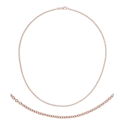 pink gold and white gold cable necklace 2.4mm