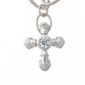 Diamond Cross in Sterling Silver, .25 carat center diamond