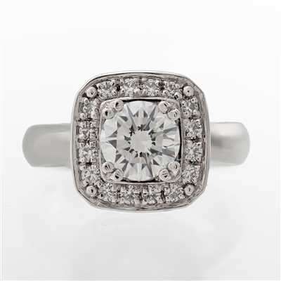 Cushion Halo Round Center Diamond Ring