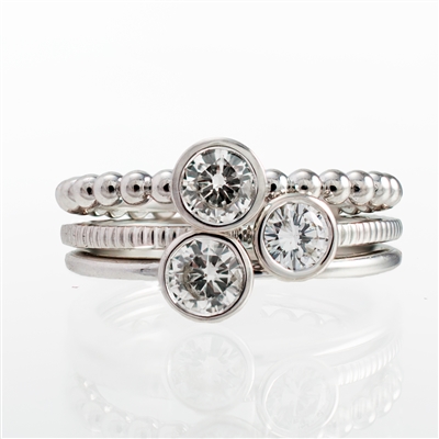 Diamond Bezel Stackable Rings ~ .75ct total