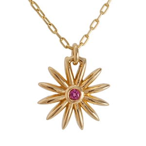 Daisy Pink Tourmaline Necklace, 14k, 18k Yellow or White Gold and Platinum