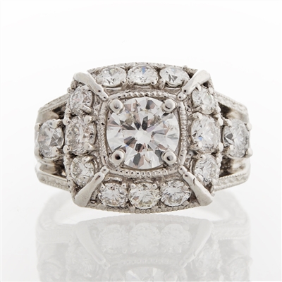Legacy Vintage Diamond Ring, 2.35ct of round brilliant diamonds, milgrain detail,