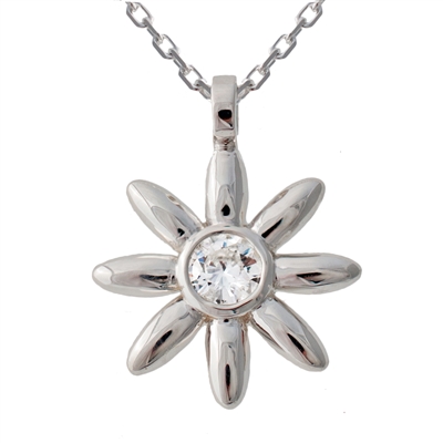 Flower Pendant Diamond, .40ct, 14k Gold.