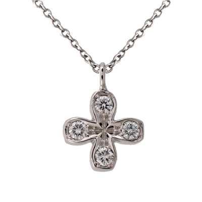 Square Petal Flower Diamond Pendant