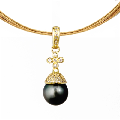 Tahitian Pearl & Pave Diamond Pendant