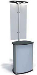 Exhibit Line Kiosk with Two Light Canopy and Enclosed Counter