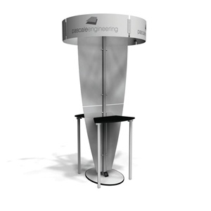 Exhibit Line Kiosk With Halo and Two Counters