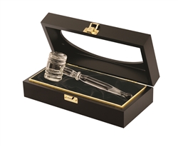 8" Crystal Personalized Decorator Gavel in lined Black Velvet Case