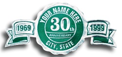 Silver Foil Embossed Anniversary Labels, Customized