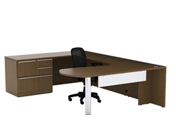 VL-723 Verde Arc End U Desk with White Modesty Panel by Cherryman
