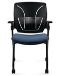 Roma Black Polypropylene Back Nesting Chair with Upholstered Seat by Global