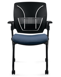 Roma Black Polypropylene Back Nesting Chair with Upholstered Seat by Global