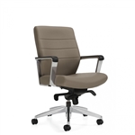 Global Lurary Mid Back Leather Office Chair with Knee Tilt Mechanism - 6462LM-2